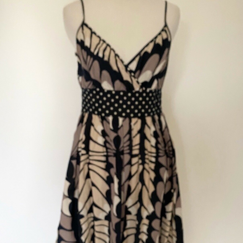 ANTHRO COTTON CRISS CROSS STRAP FLORAL MINI DRESS